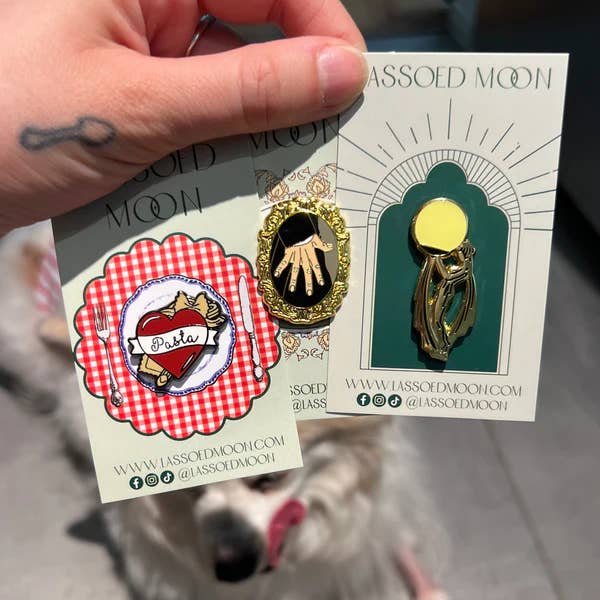 Lassoed Moon - Wholesale Lapel Pin/Button - Pasta Lover's Enamel Pin5