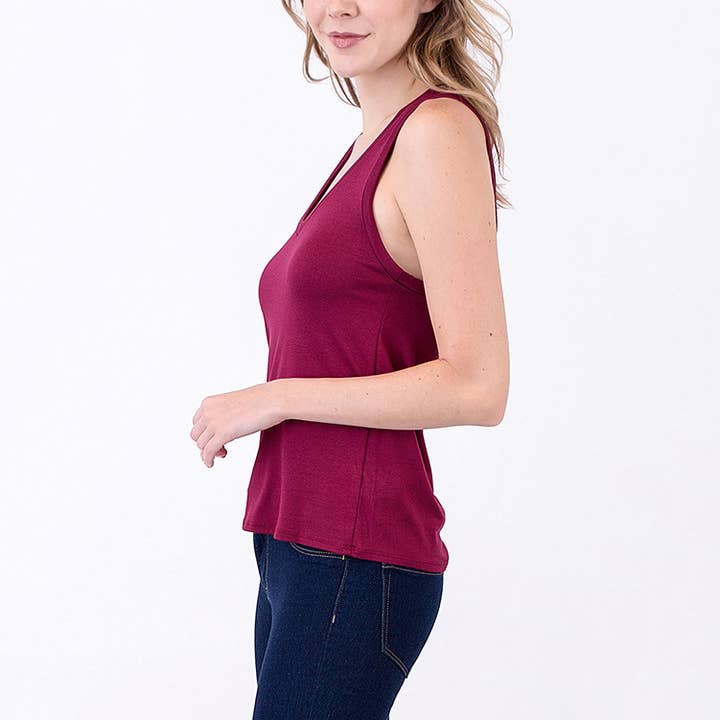 Heimious - Vente Débardeur – femme - Débardeur en jersey modal à encolure en V et dos nageur, 259710