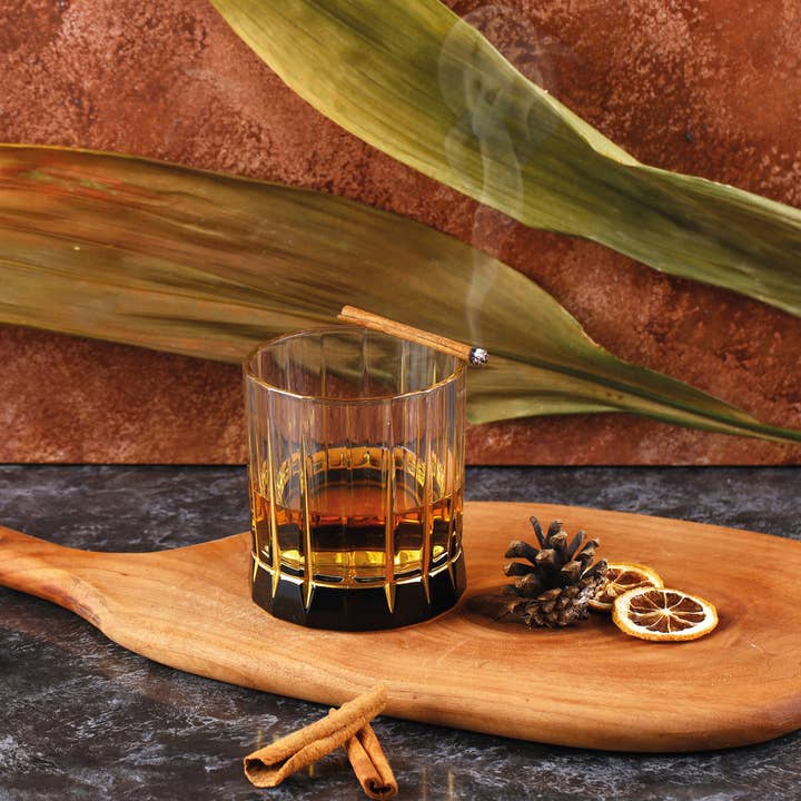 Adamodart - Wholesale Cocktail/Liquor Glass - Crystal Cut Whiskey Glass, Gold Rimmed Scotch Glass Tumbler
