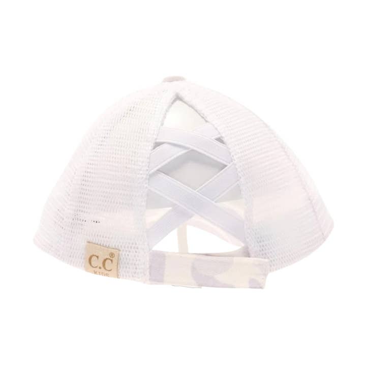 C.C Beanie – Engroshandel Baseballkasket - Til børn – BØRN Slidt Camouflage Kryds-og-tværs Høj Hestehale CC Kasket KIDSBT78311