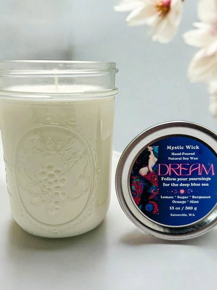 Crème Limoncello - Cire de soja (Dream) - Bougie en pot Mason 13 oz. pour la vente par Mystic Wick LLC