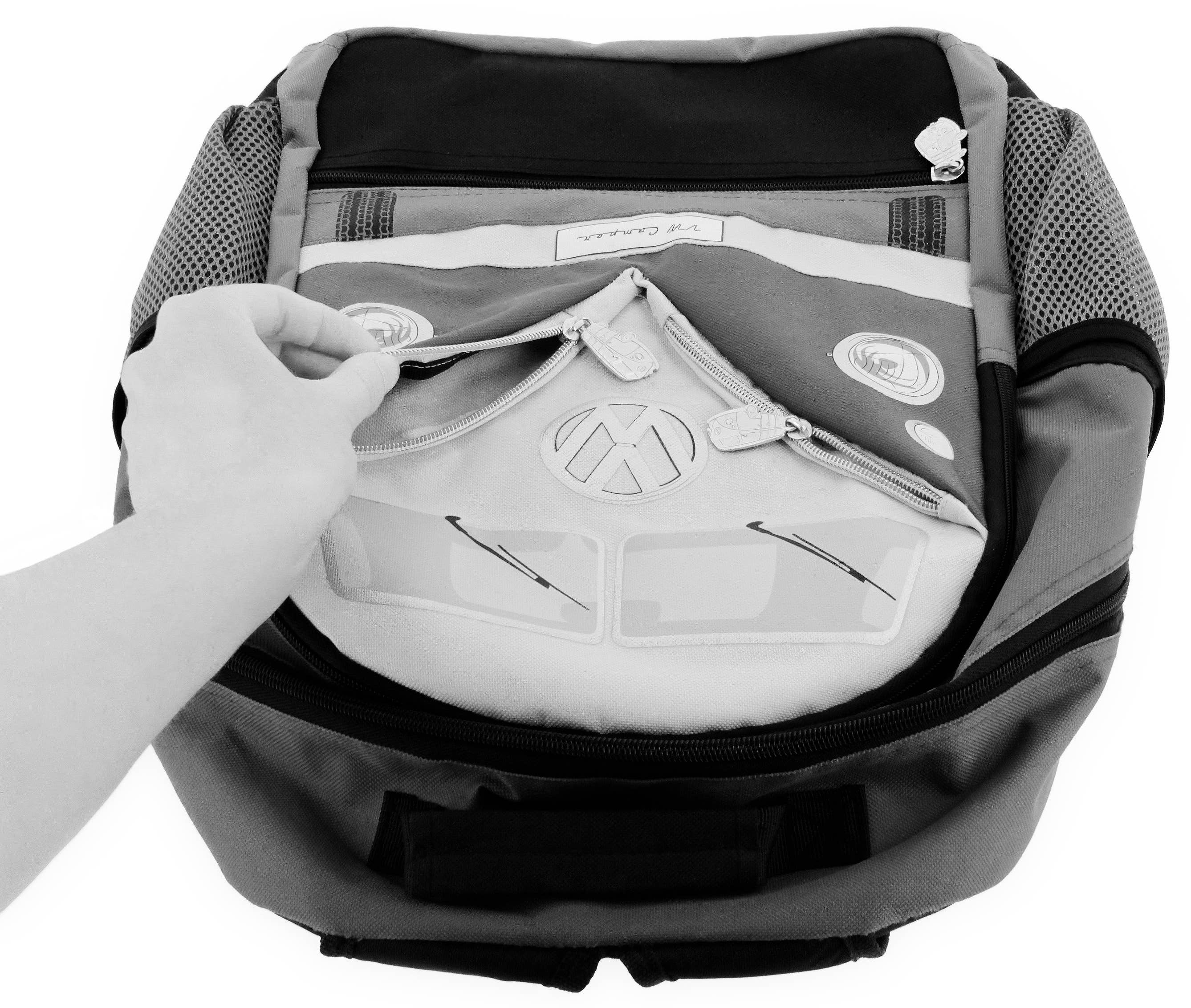 VW Collection by BRISA - Wholesale Backpack - Unisex - VW T1 Bus Office Outdoor Travel Backpack - RD (L)6