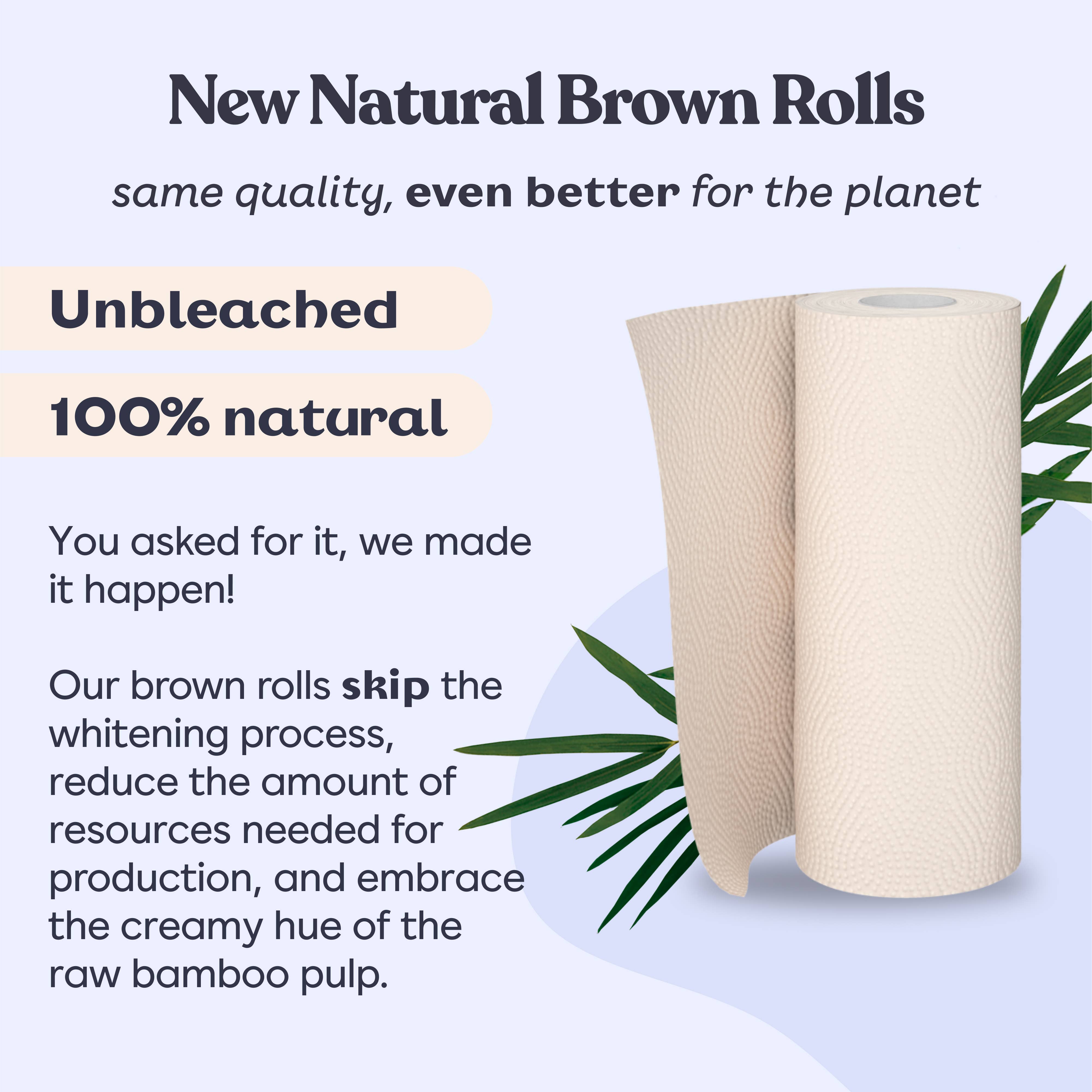 Betterway - Wholesale Paper Towels - Unbleached Bamboo Paper Towels (8 rolls/box)1