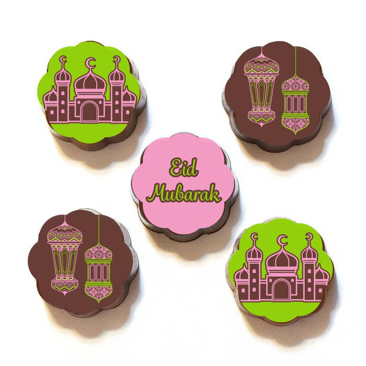 Eid Mubarak Chocolate Covered Caramels - Box of 5 for wholesale by Chouquette