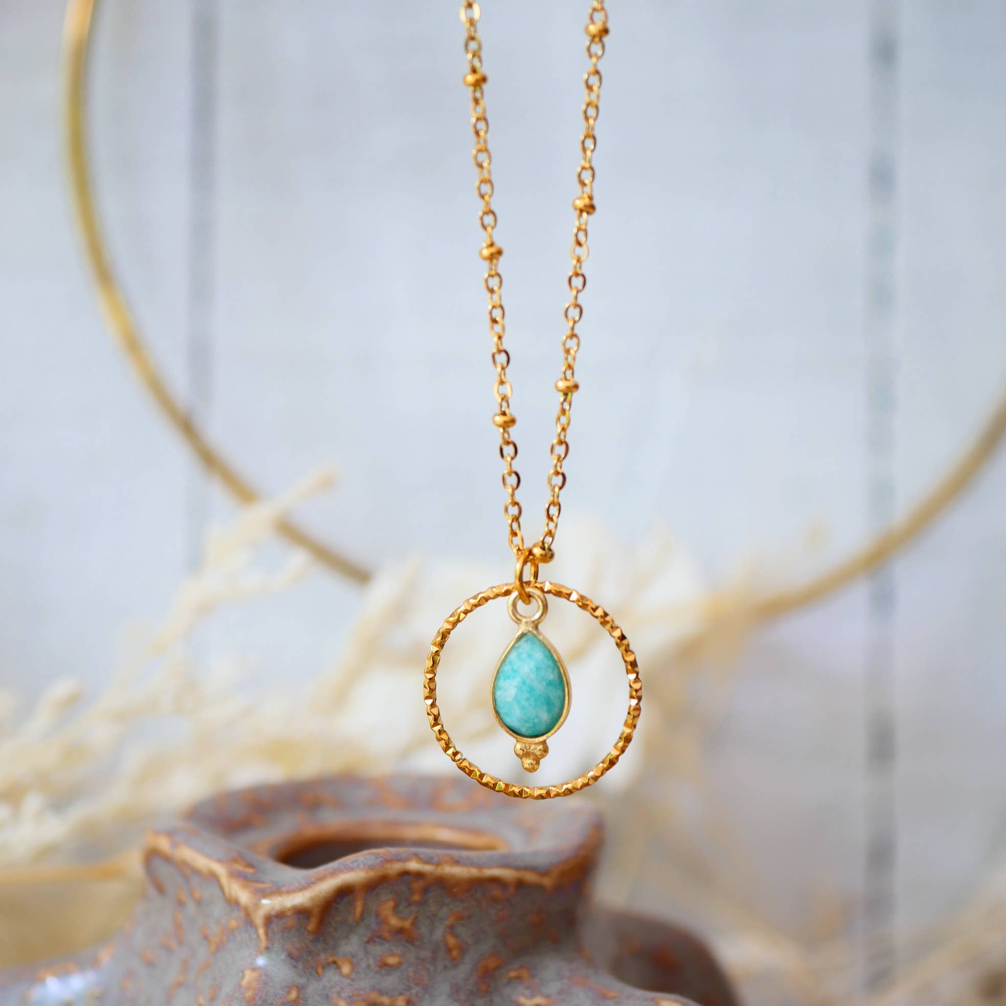 GINANDGER - Wholesale Pendant/Charm Necklace - CLEMENTINE NECKLACE AMAZONITE1