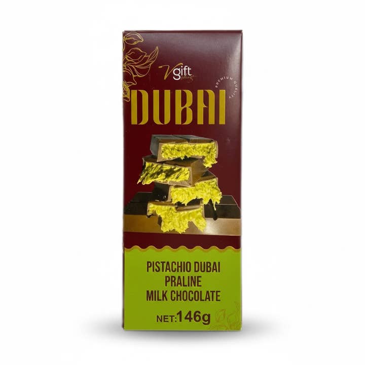 V-Gift Praliné Pistache Chocolat de Dubaï Premium 146g Halal pour la vente par Aladdin