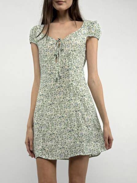 Mini-jurk met blad- en fruitprint_W0052 voor wholesale door MEBON