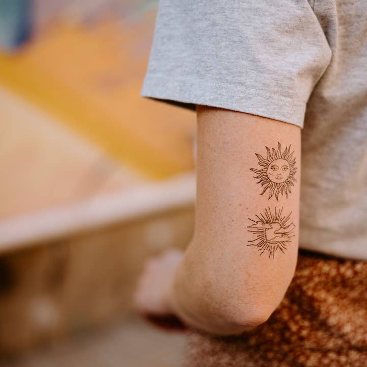 Two Suns Temporary Tattoos for wholesale by Saint Tattoos