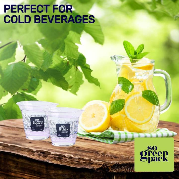 Sogreenpack – wholesale Porslin för engångsbruk – Miljövänliga komposterbara PLA 9 Oz engångskoppar 50 stycken