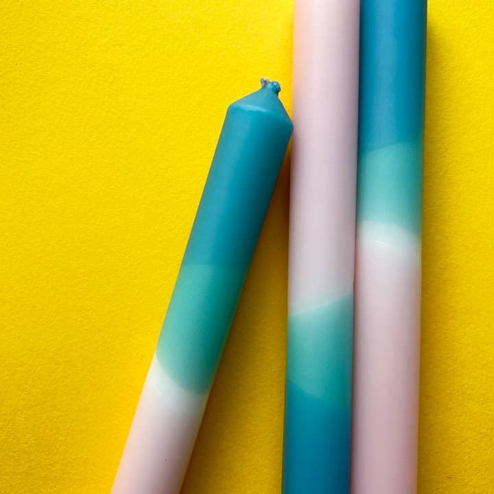 The Colour Emporium - Wholesale Tapered Candle/Candlestick - RAINDROPS & ROSES Dip Dye Dinner Candles Trio