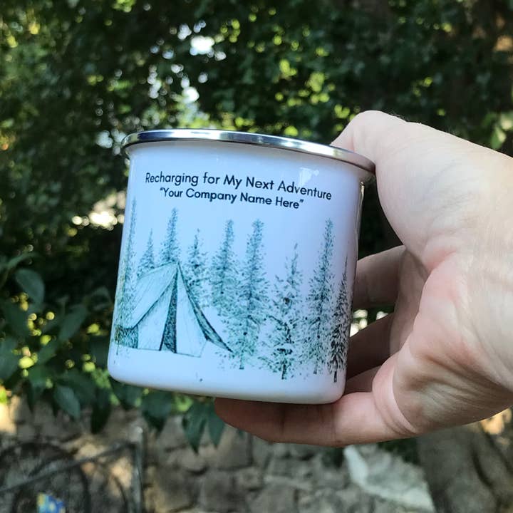 National Parks and Beyond - Wholesale Coffee Mug - Camping in the Woods Enamel Camping Cup1