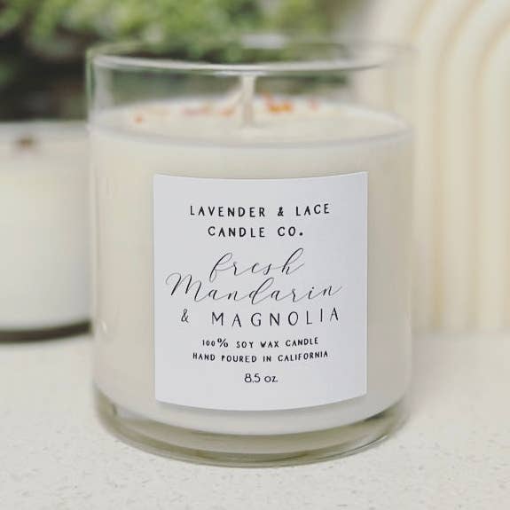 Vela Fresh Mandarin & Magnolia para venta al por mayor de Lavender & Lace Candle Co