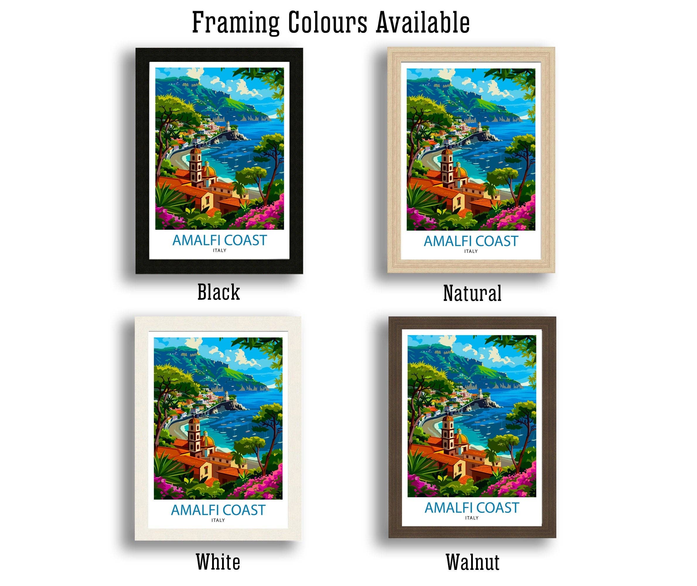InkNPrintz – wholesale Art print – Amalfi Coast Italy Travel Poster Amalfi Coast6