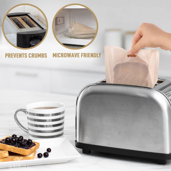 Zulay Kitchen - Wholesale Food Storage Wrap/Bag - Reusable Toaster Bags - 6 Pack