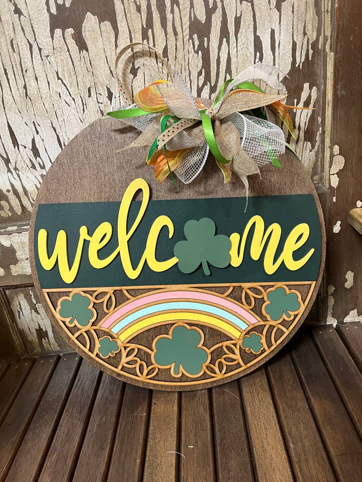 Bord, St. Patrick's Day, welkom, Deurhanger diy voor wholesale door Rustic Home Co LLC