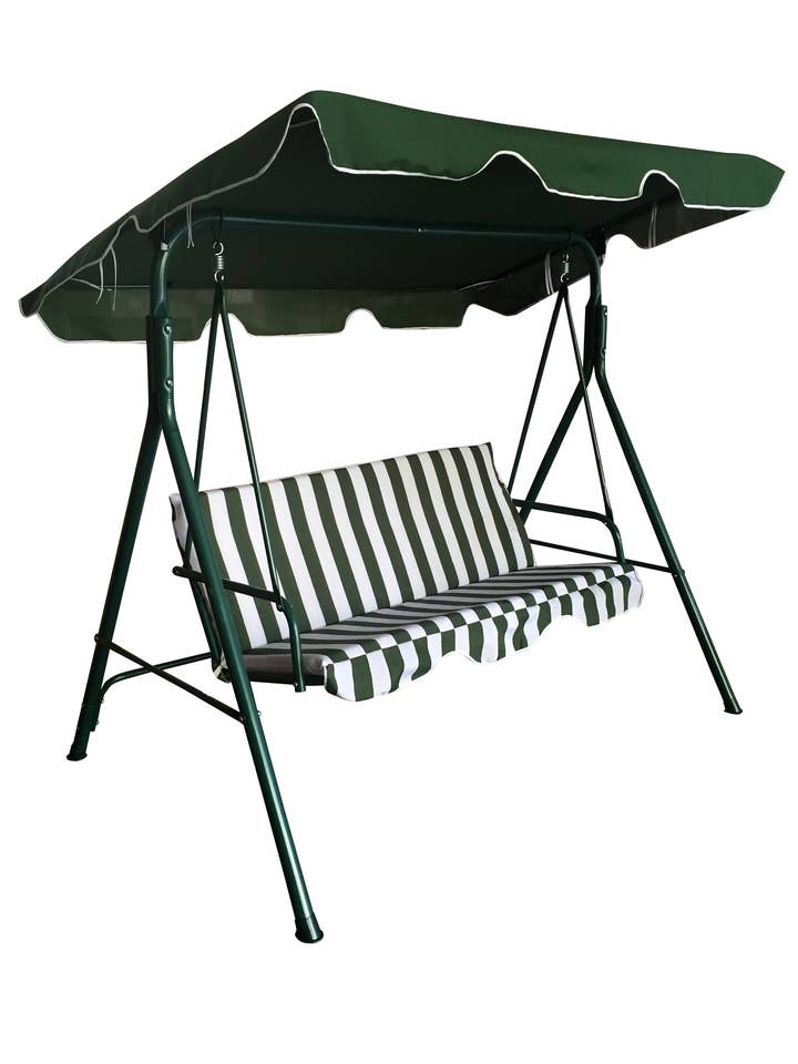 3-seater rocking chair with cushion, color STRIPES WHITE GREEN for wholesale by Capra Attilio