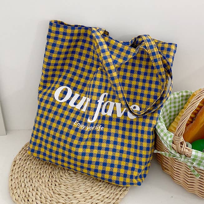 Saco de Lona Grande com Estilo Xadrez por atacado de EmberLoom