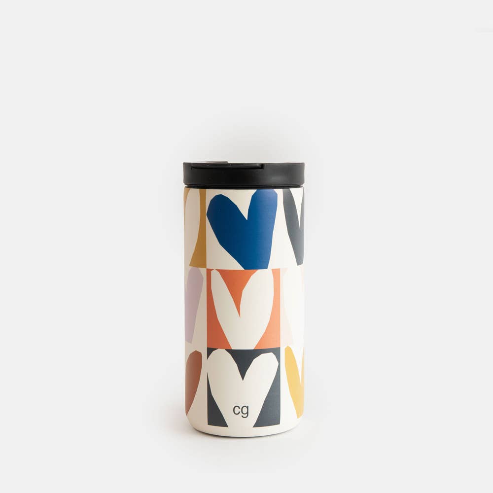 Caroline Gardner – wholesale Insulated mug/tumbler – Multi Checkmate Hearts Insulated Coffee Cup
