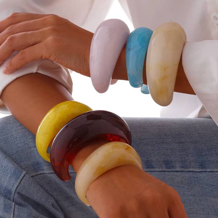 HoopLa - Wholesale Cuff Bracelet - Loose Lucite Cuff Bangle- Italian Resin Bracelet