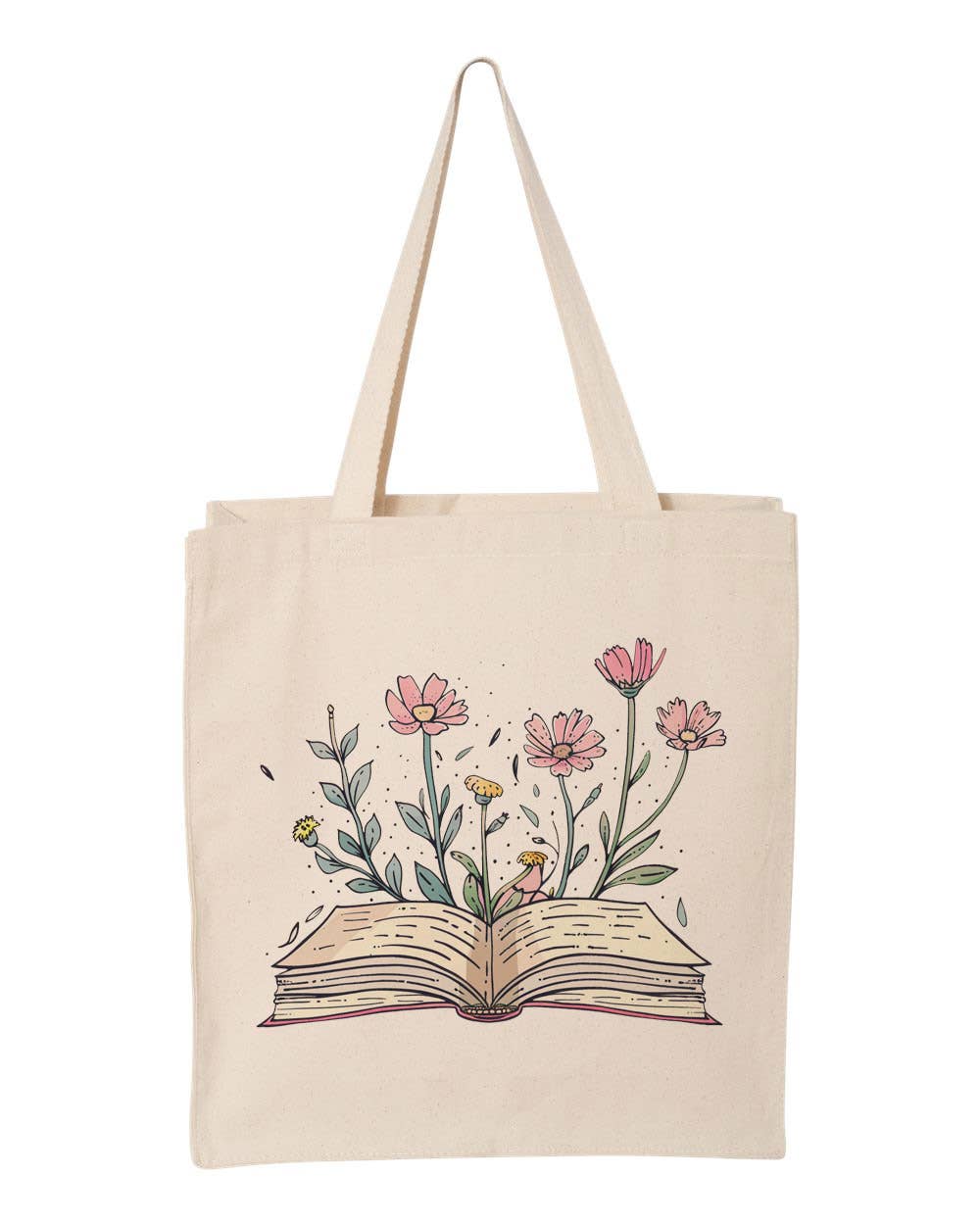 DaisyChainDesignCo - Vente Tote bag – femme - Sac en toile pour amoureux des livres avec fleurs1
