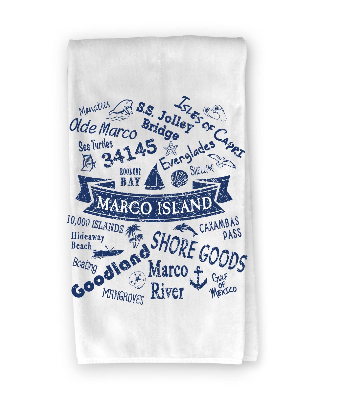 The Buffalo Works - Wholesale Tea Towel - Shore Goods Custom Vintage Fusion DES Towel (Navy Ink)