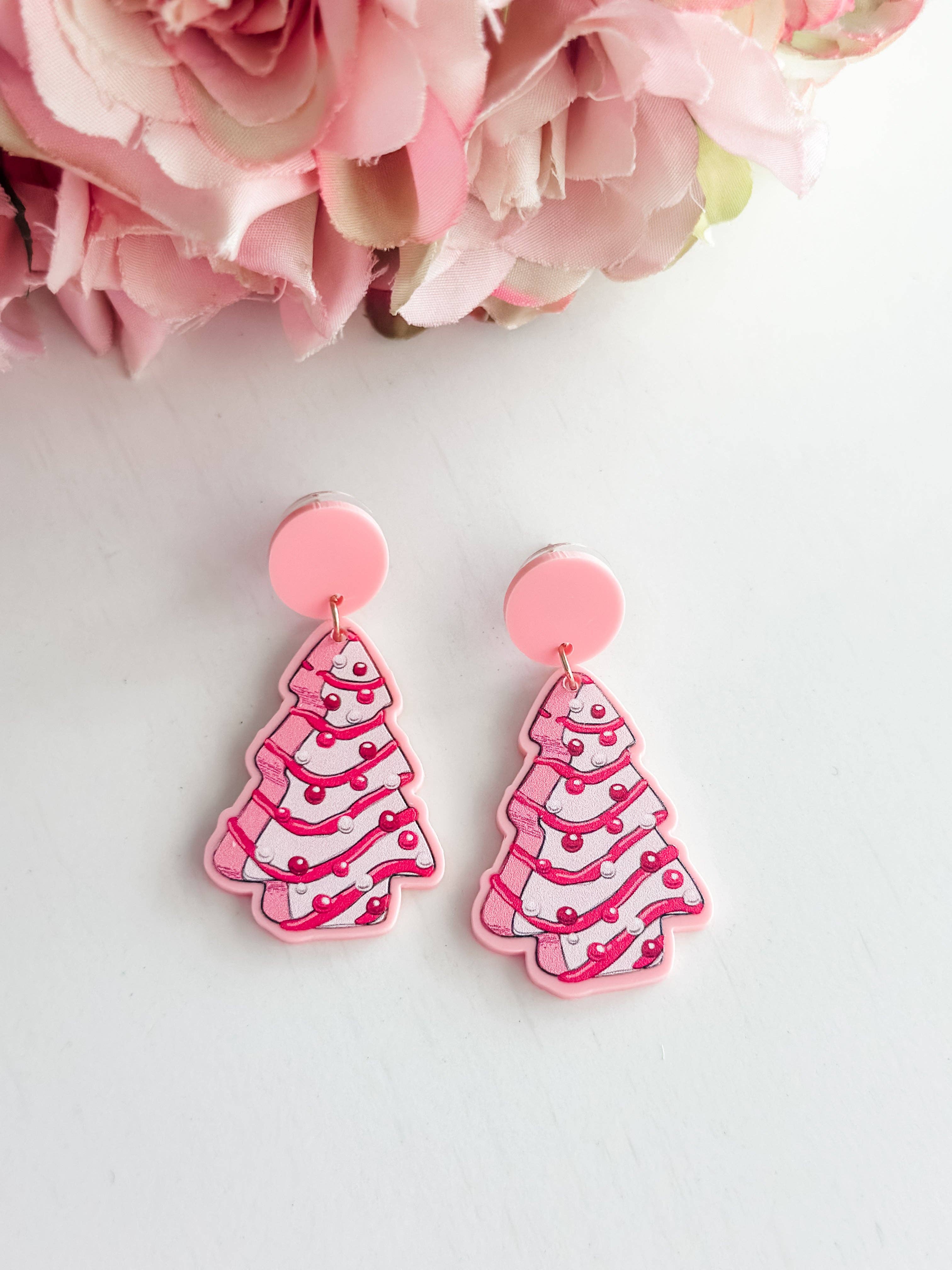 Harris Girls & Co. - Wholesale Hangende/ronde oorbellen - „Roze kerstboom” bungelt