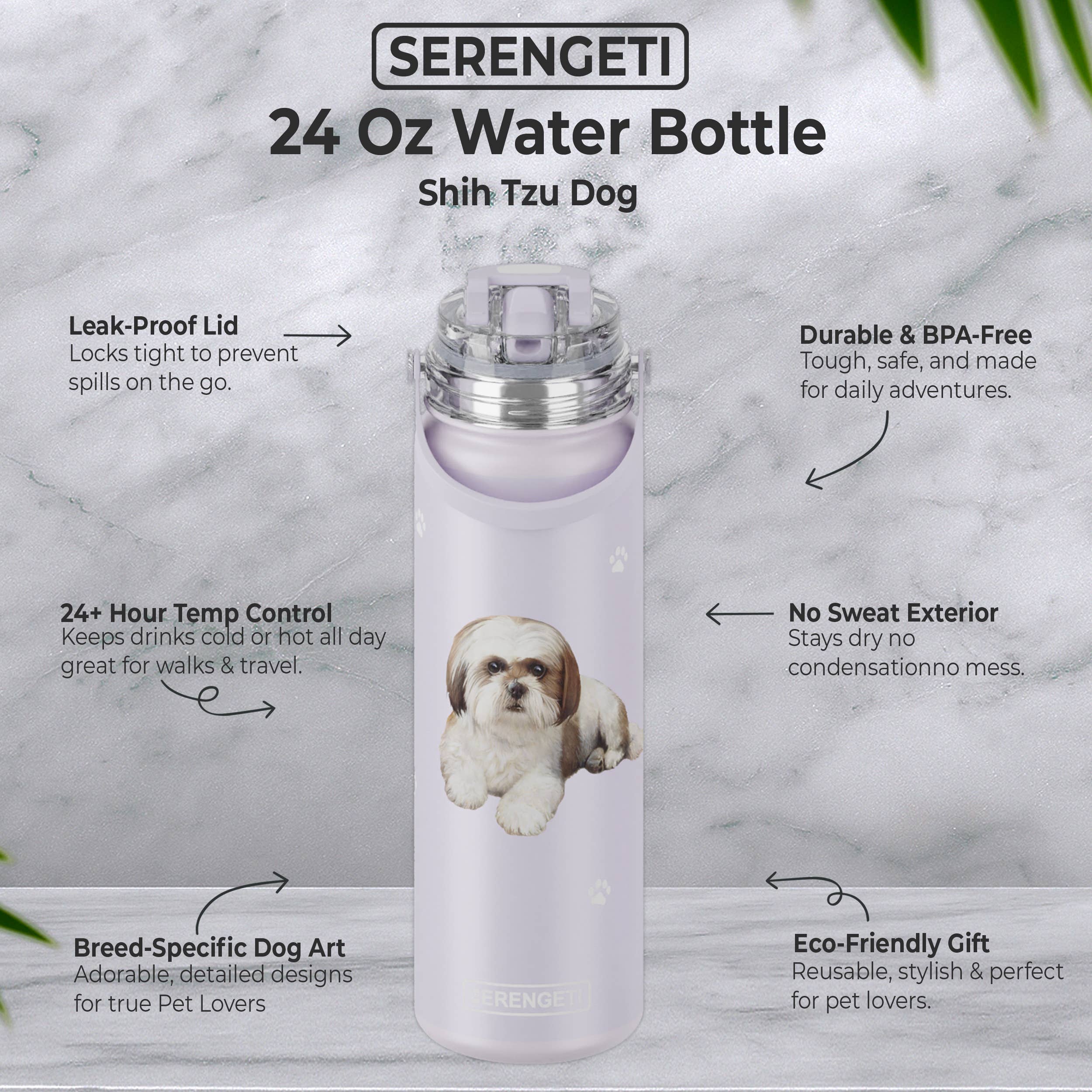 E&S Pets - Vendita all'ingrosso Borracce - Shih Tzu - Marrone - Bottiglia d'acqua in acciaio inossidabile - 24oz2