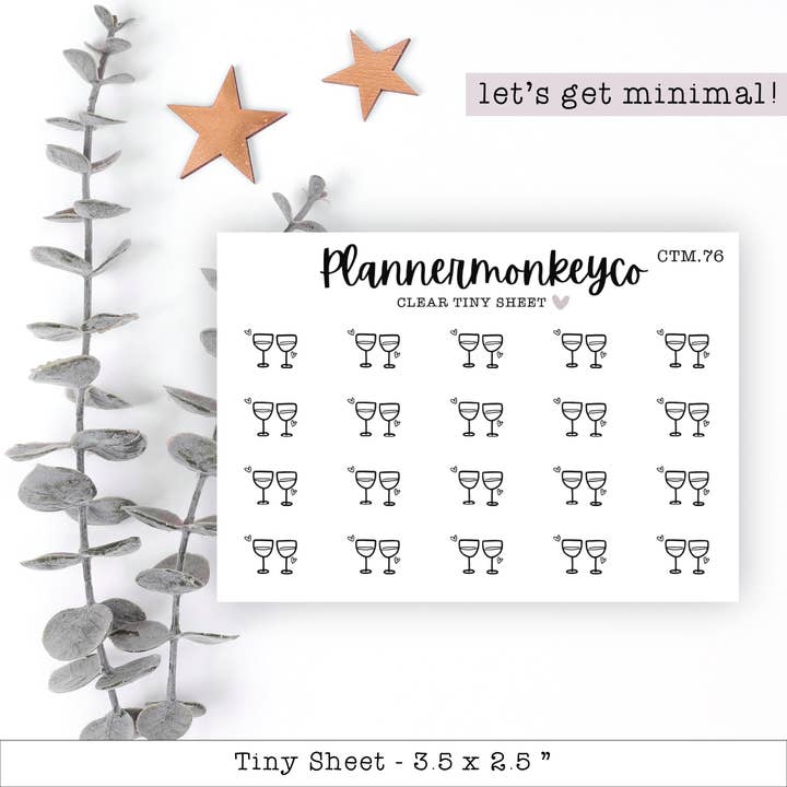 Copas de Vino Minimalistas / Salud - Hoja Transparente Pequeña para venta al por mayor de Plannermonkeyco