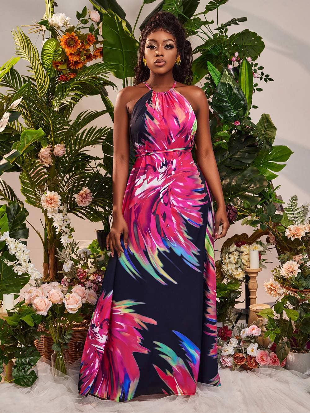 MULTICOLOR sxy tropical print backless dress for wholesale on Faire3