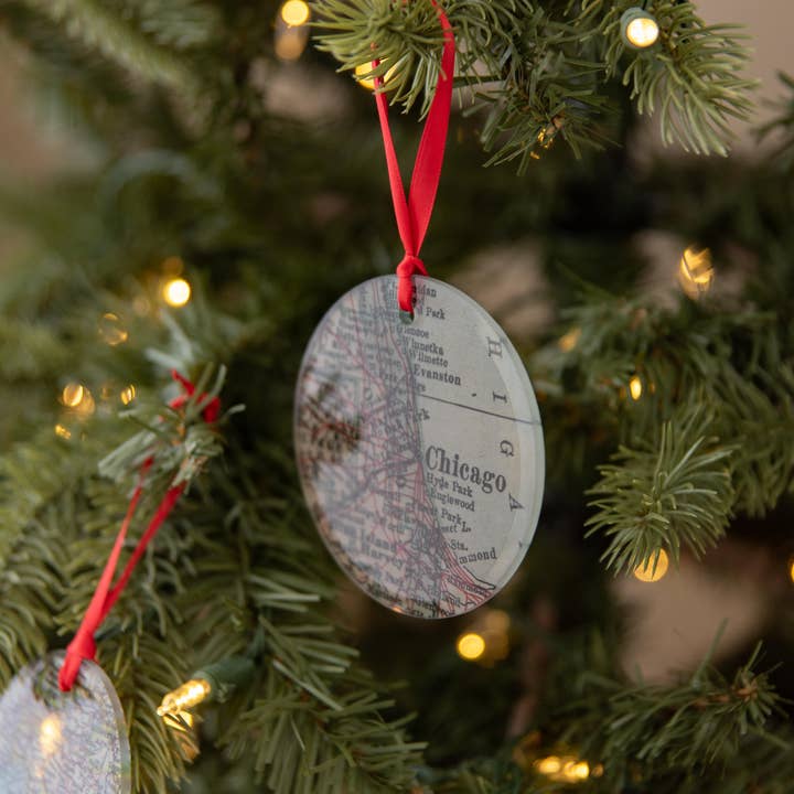 Daisy Mae Designs - Wholesale Ornament - Rome Italy Roma Vintage Map Christmas Ornament