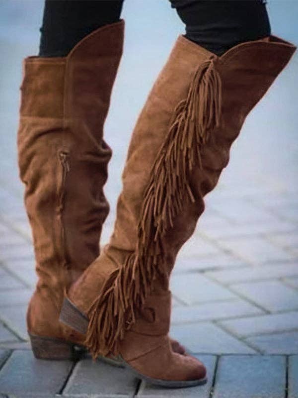 kycozy – wholesale Boots – Women’s – Solid Tasseled Over-The-Knee Boots5