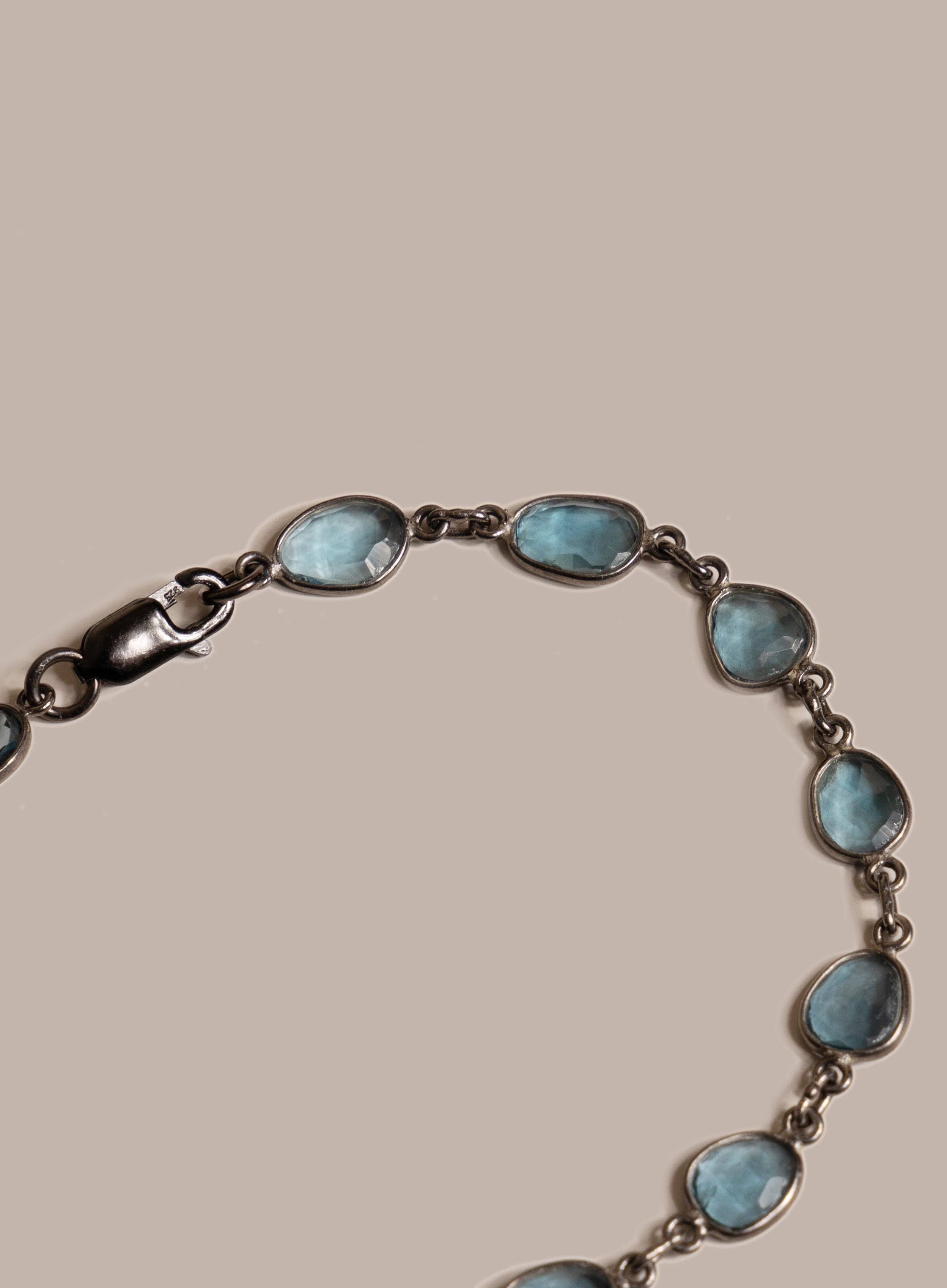 We Are All Smith - Vente Bracelets maillon et chaîne - Bracelet à maillons en topaze bleue de Londres véritable pour homme13