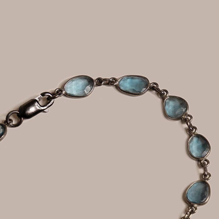 We Are All Smith - Vente Bracelets maillon et chaîne - Bracelet à maillons en topaze bleue de Londres véritable pour homme13