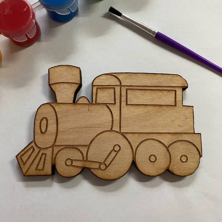 C & A Engraving and Gifts - Wholesale Cutouts - Unfinished Wooden Train to Paint. Train Engine Wooden Blank.