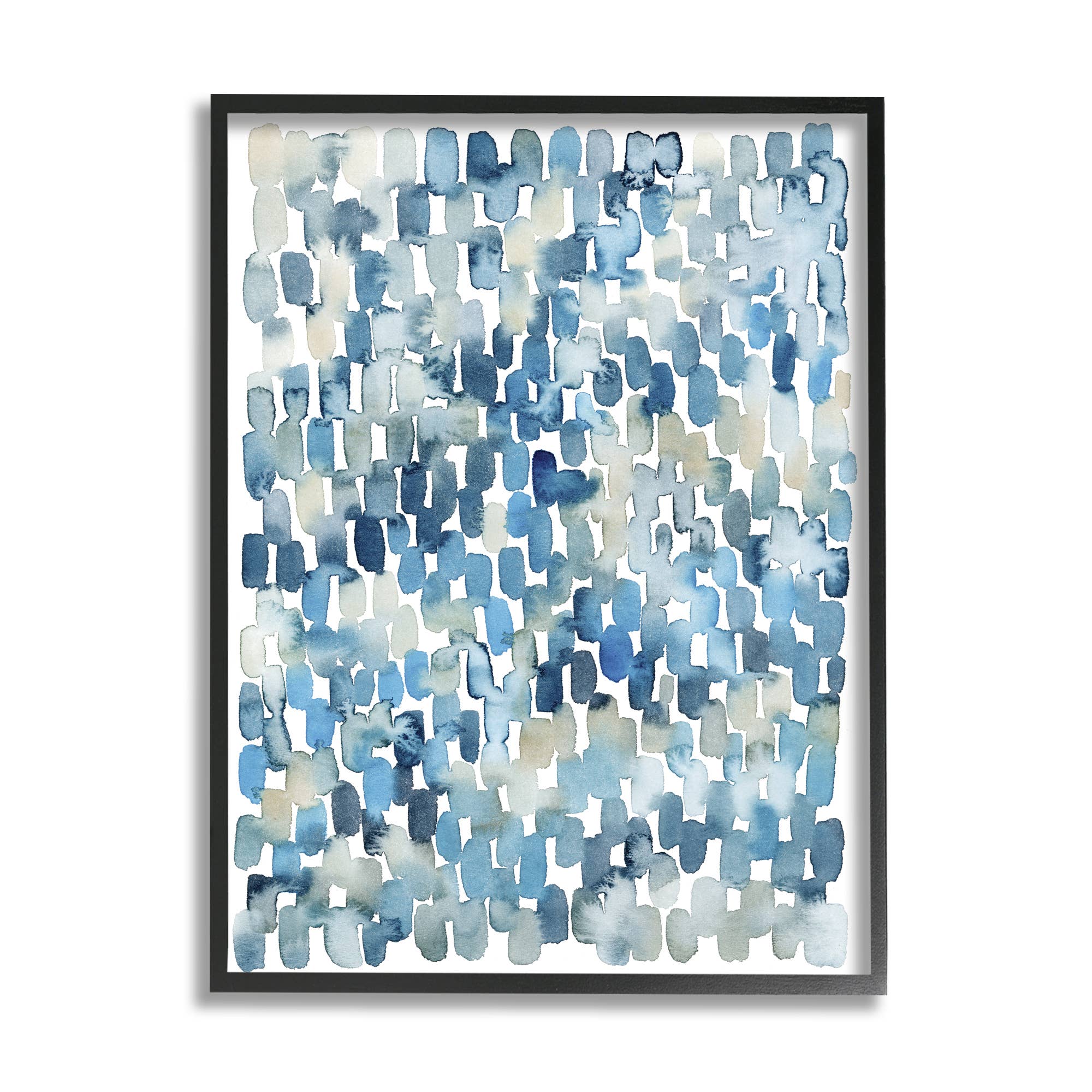 Stupell Industries - Wholesale Art Print - Coastal Tile Abstract Soft Blue Beige Shapes Framed0