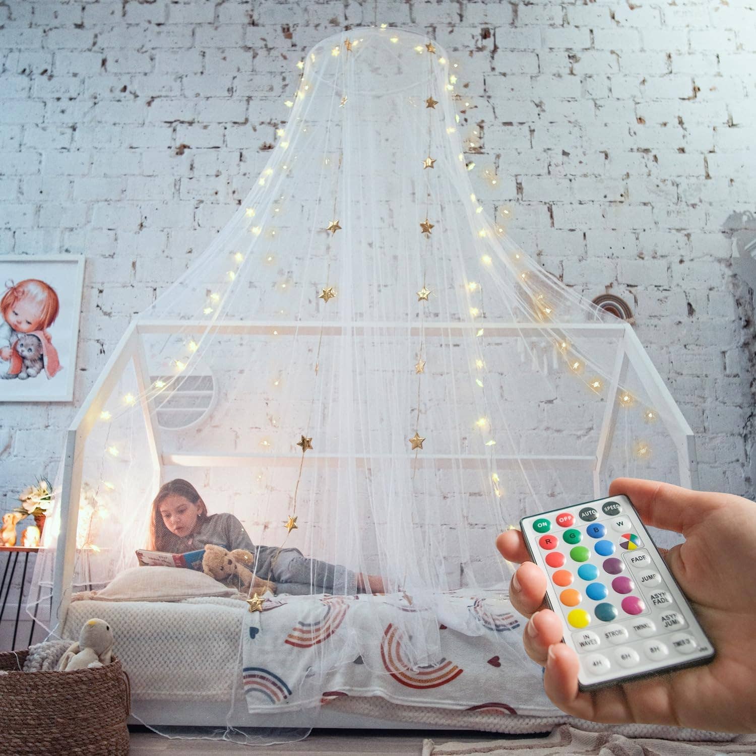 Bollepo - Vente Ciel de lit – enfant et bébé - Baldaquin de lit avec lumières LED0