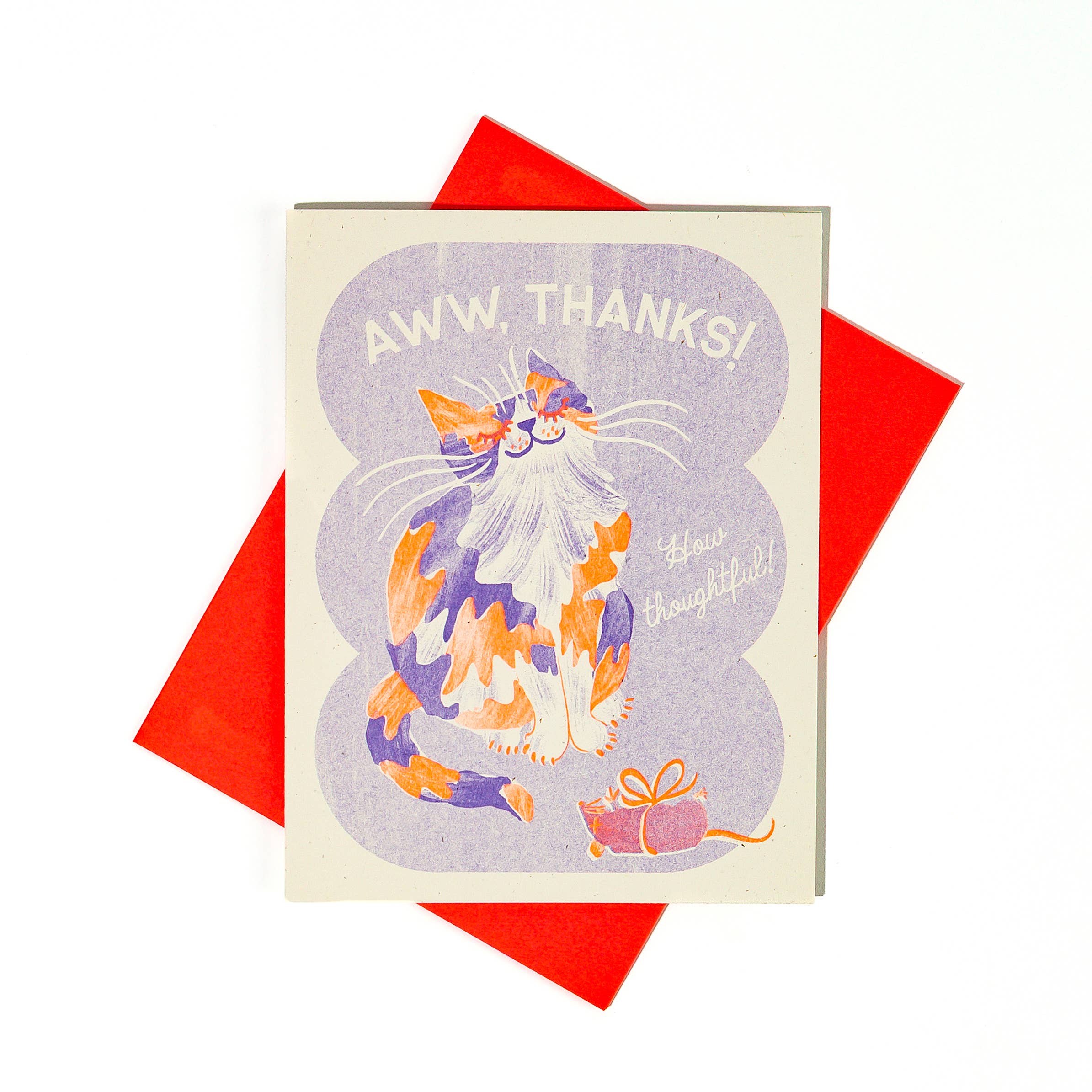 Bromstad Printing Co. - Wholesale Thank You Card - Aww, Thanks! Cat - Risograph Thank You Card1