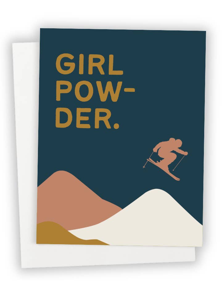 Girl Powder Ski for wholesale by Send It Greeting Cards