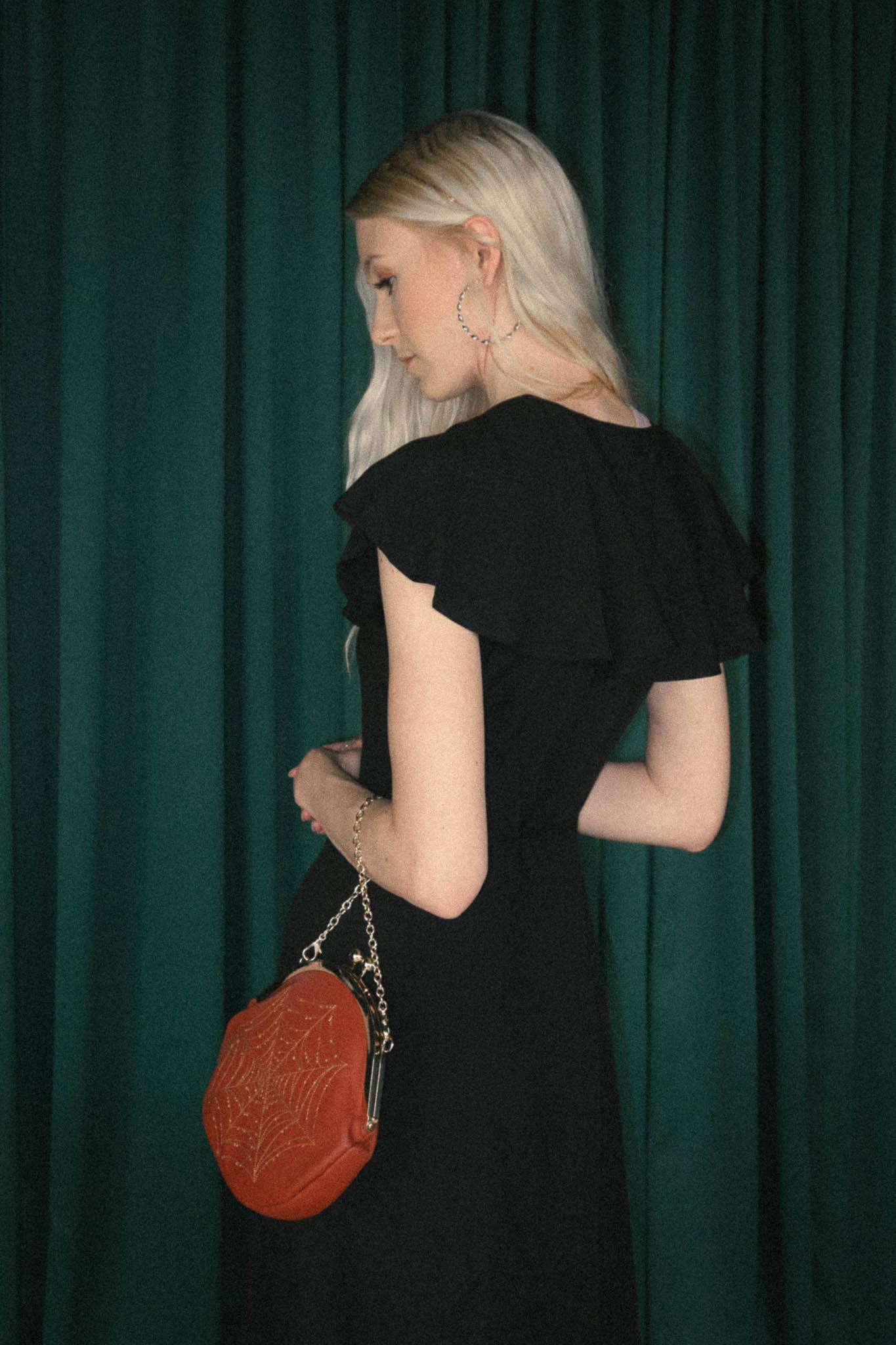 Ectogasm - Wholesale Dress - Women's - Celestria Vintage Style Cape Sleeve Midi Dress in Black3