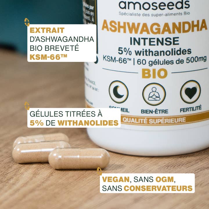 Amoseeds - Wholesale Oral Supplement/Vitamin - Organic Ashwagandha KSM-66™, 5% Withanolides | 60 Softgels2