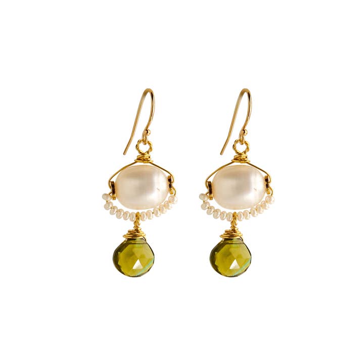 Clara Oorbellen in Groene Granaat voor wholesale door Catherine Page Jewelry