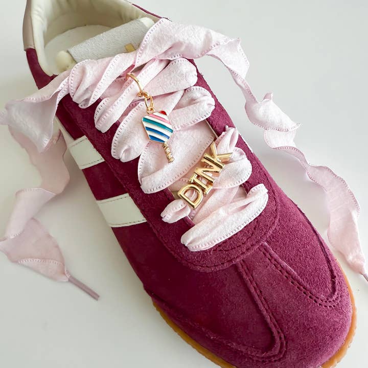 Leo & Lee Studio - Wholesale Shoe Accessories - Pickleball “DINK” Sneaker Charm Set| Pink Lace & Paddle2
