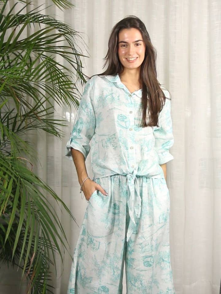 Linen & More - Wholesale Pants - Women's - REF 996 PRINTED LINEN TROUSERS 100%