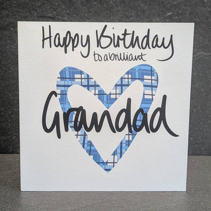 Grandad Birthday Card - Scottish Tartan Heart for wholesale by F and B Cards