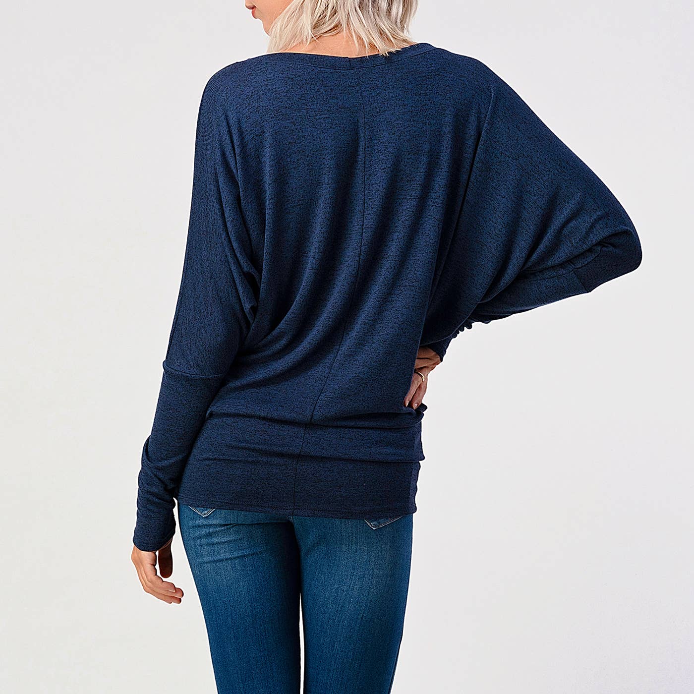 Heimious - Vente Haut en maille – femme - Haut en tricot Hacci à manches longues et col rond à manches Dolman, 270113