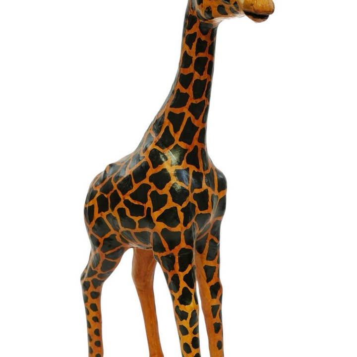 Handmade Leather Giraffe Statue | Eco-Friendly Wildlife Decor | Indian Artisan Figurine for wholesale by Something wild