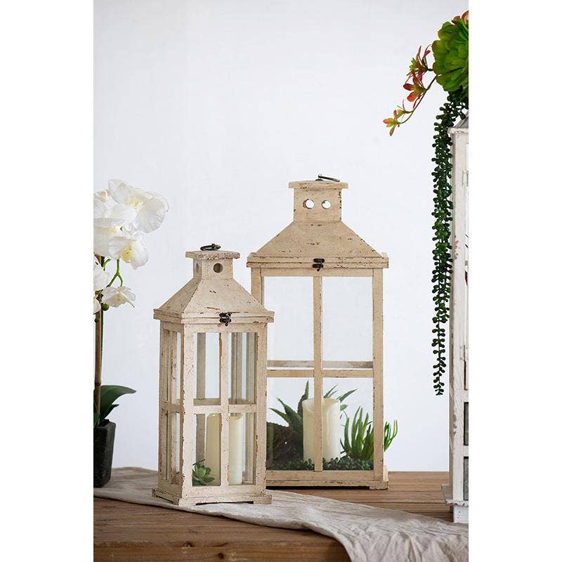 A&B Home Group Inc. – wholesale Lantern – S/2 Fir Wood Serenity Glow Lantern Set - 25"/19.5"H8