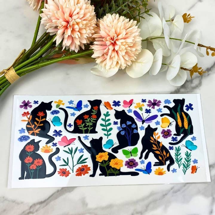 Floral Cats | 16 oz UV DTF Wrap for wholesale by HKS Custom Designs