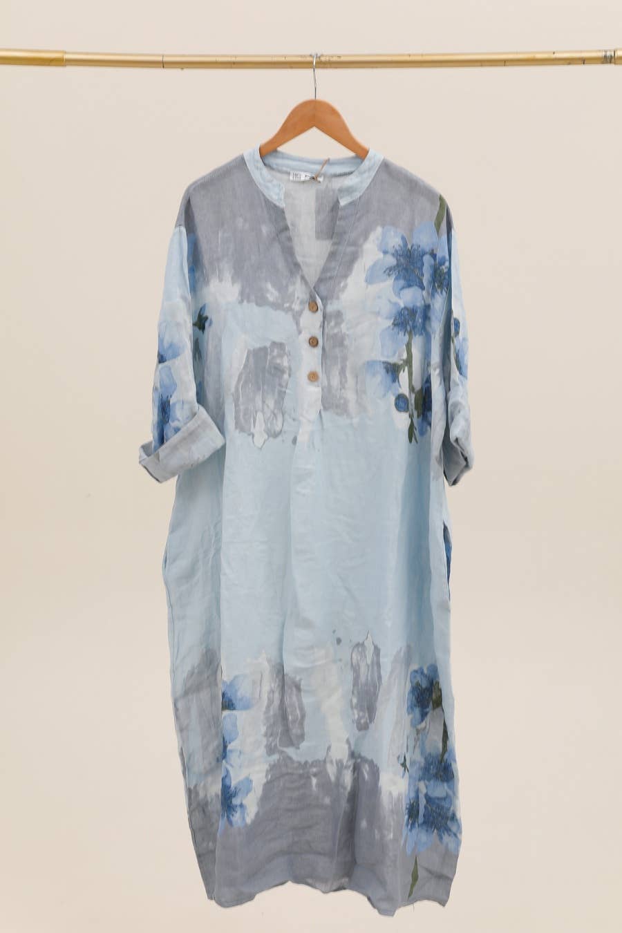 Lea & Luc - Grandes Tailles - Wholesale Dress - Women's - Floral print dress in 100% Linen REF. 7223018