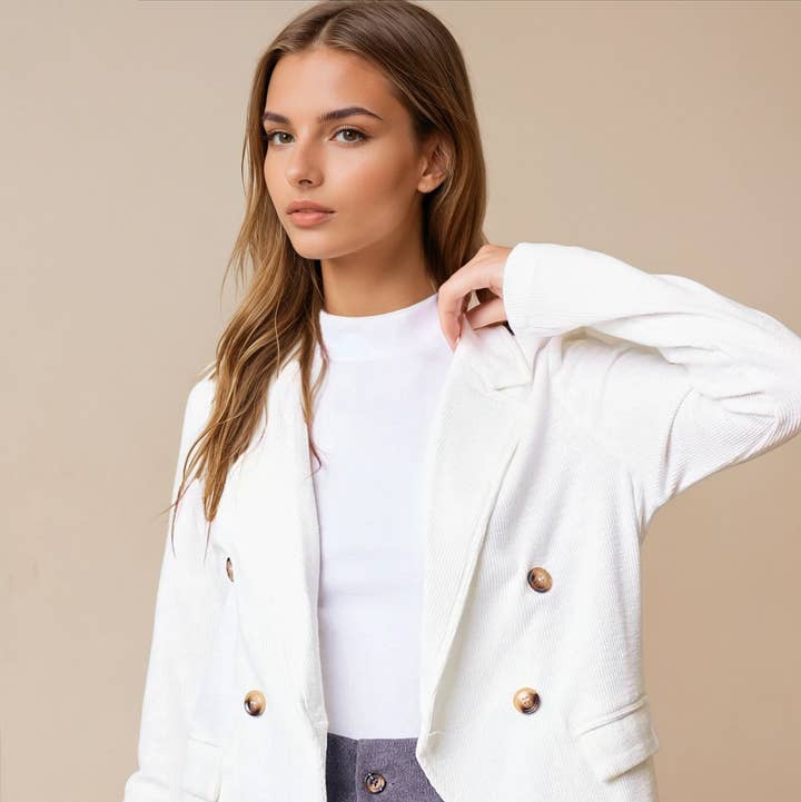 Doe and Rae - Wholesale Blazer - Women's - Double Breast Knit Blazer - 10136J